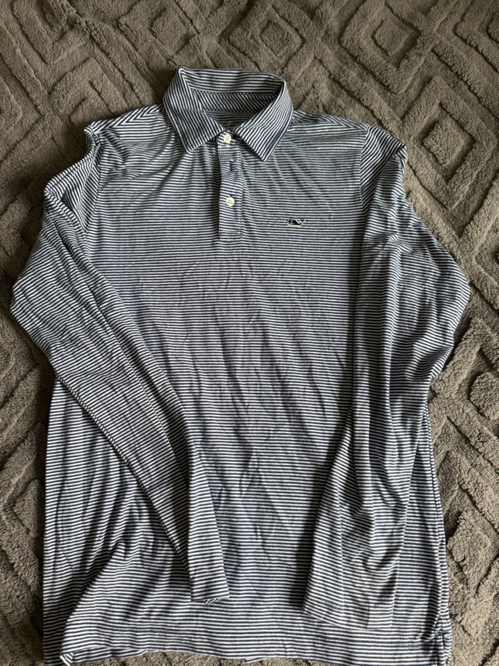 Vineyard Vines Boys Long Sleeve Striped Polo - Navy & White